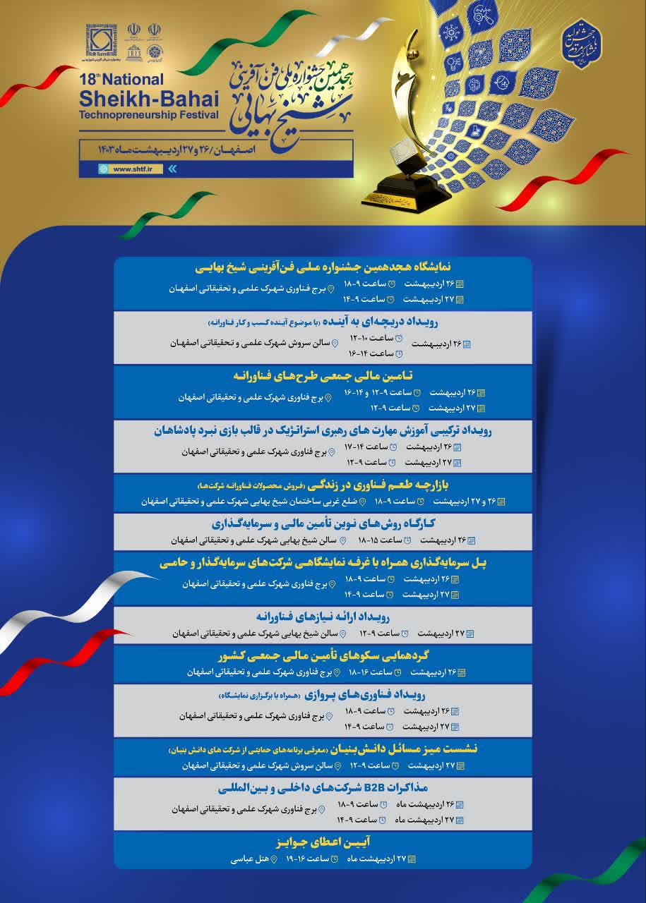 هجدهمین جشنواره ملی فن آفرینی شیخ بهایی در شهرک علمی و تحقیقاتی اصفهان
